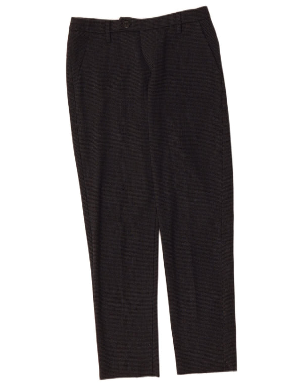 BENETTON Womens Slim Suit Trousers UK 6 XS W28 L27 Black Houndstooth