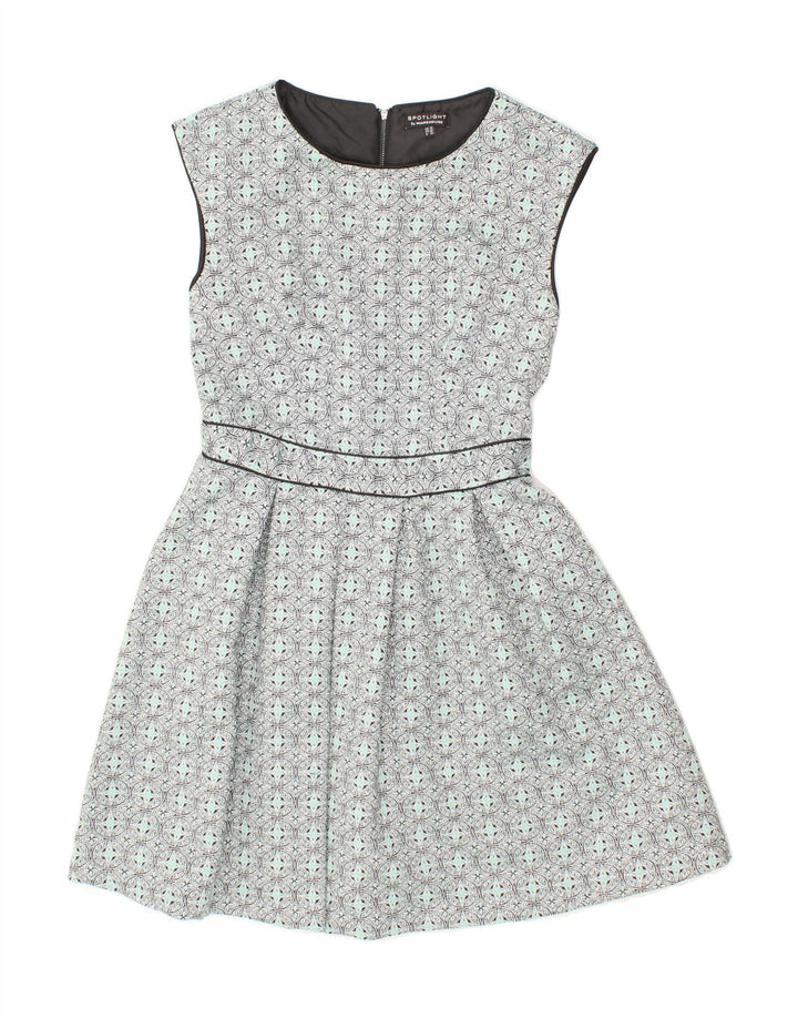 WAREHOUSE Womens Abstract Pattern Swing Dress UK 10 Small Blue Geometric Vintage Warehouse and Second-Hand Warehouse from Messina Hembry 