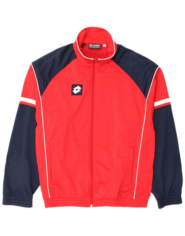 LOTTO Mens Tracksuit Top Jacket UK 38/40 Medium Red Colourblock Polyester