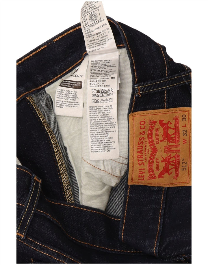 Levi's Mens 512 Slim Tapered Jeans W32 L30 Navy Blue Cotton