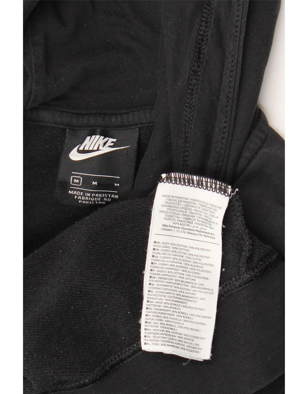 NIKE Womens Hoodie Jumper UK 14 Medium Black Cotton