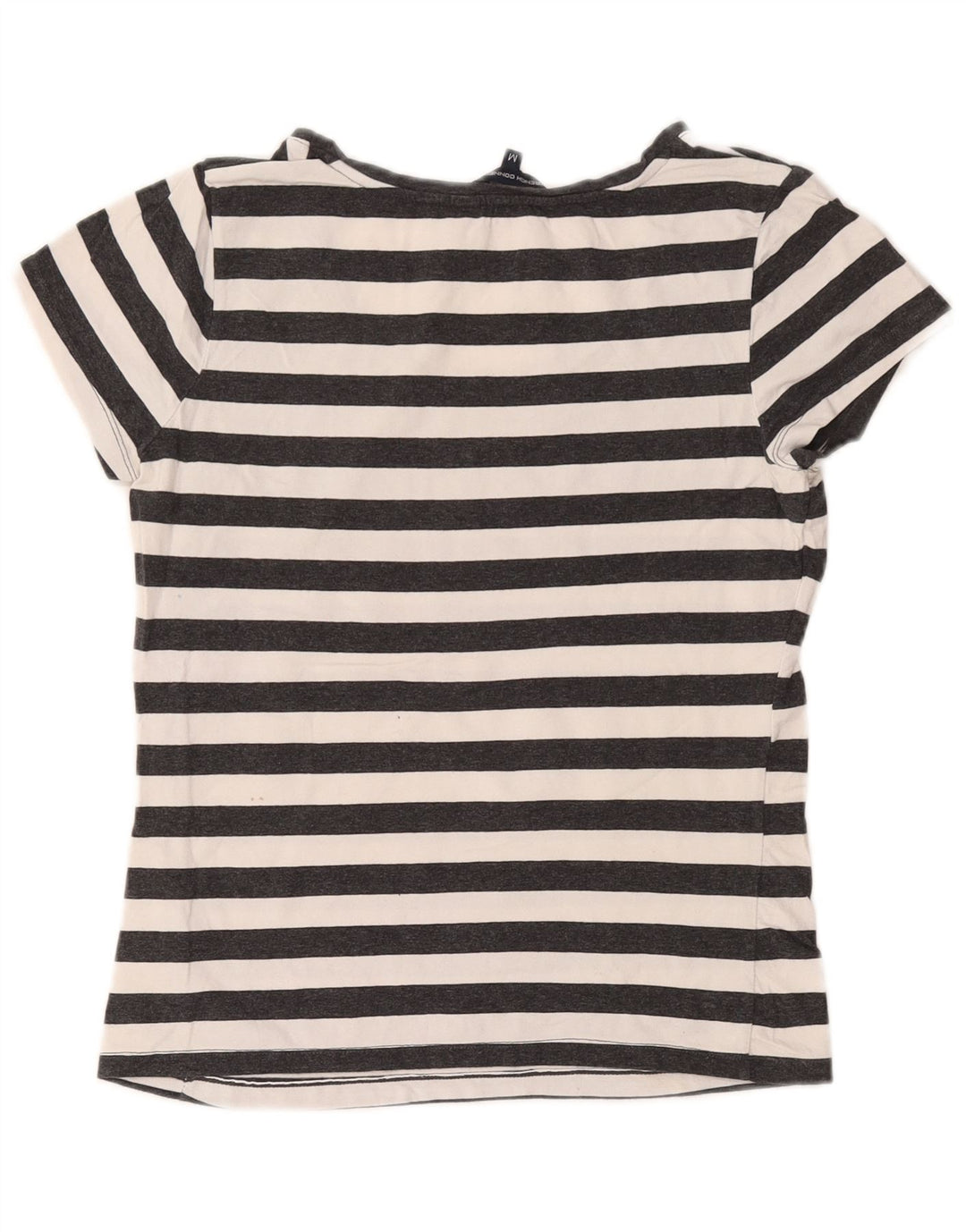 FRENCH CONNECTION Womens T-Shirt Top UK 12 Medium Grey Striped Cotton