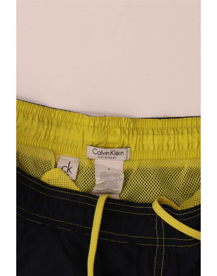 Calvin Klein Mens Graphic Swimming Shorts Large Navy Blue Polyester