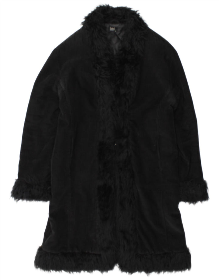 Vintage Womens Overcoat UK 18 XL Black Cotton