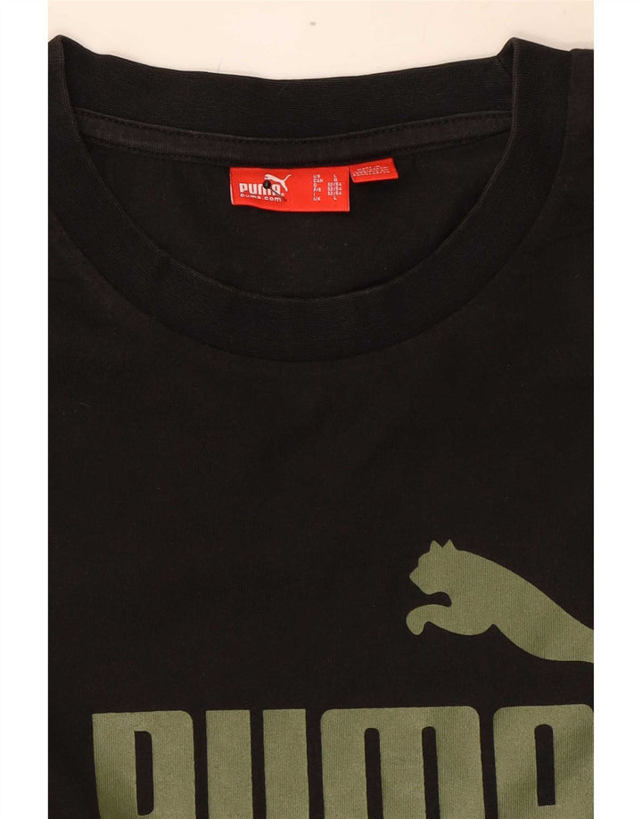Puma Mens Graphic Top Long Sleeve Large Black