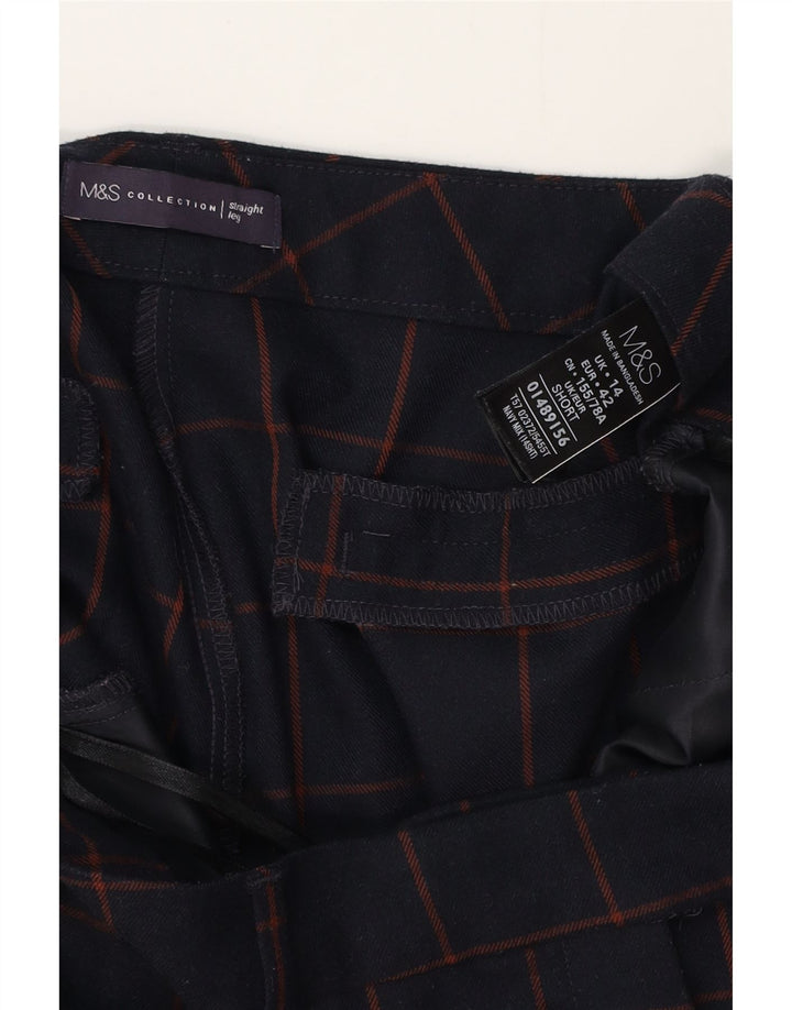 MARKS & SPENCER Womens Suit Trousers UK 14 Large W34 L28 Navy Blue Check