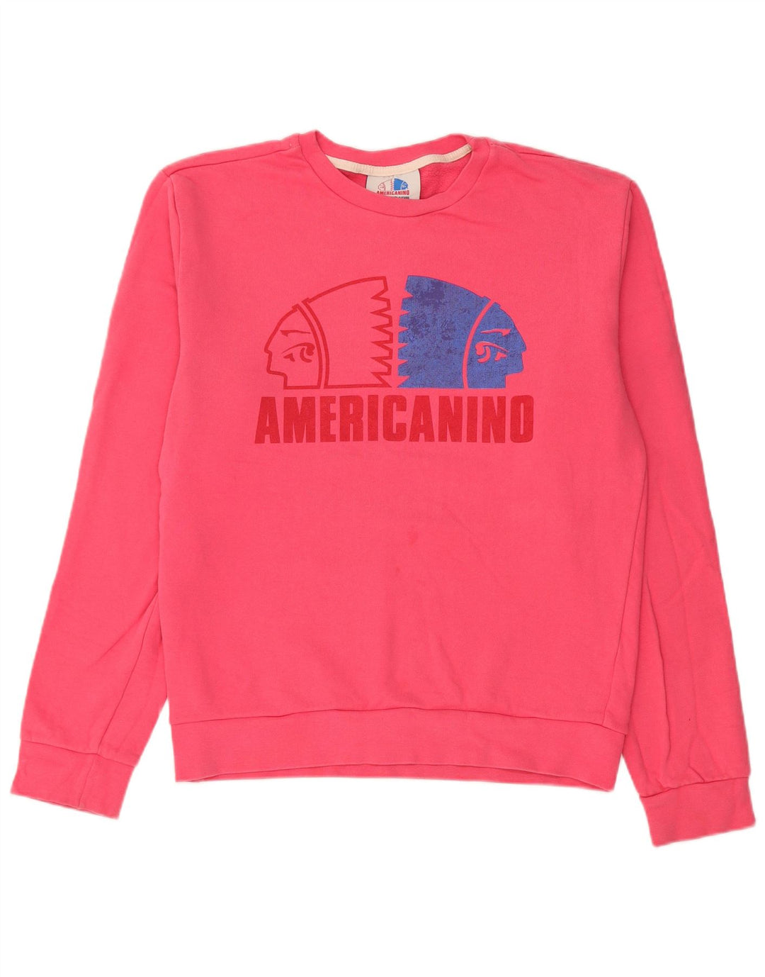 AMERICANINO Womens Graphic Sweatshirt Jumper UK 16 Large Pink Cotton