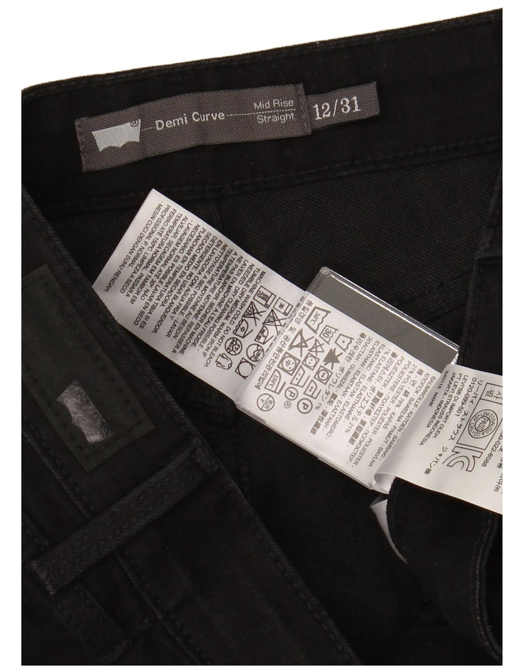 LEVI'S Womens Demi Curve Mid Rise Straight Jeans US 12 Large W32 L31 Black