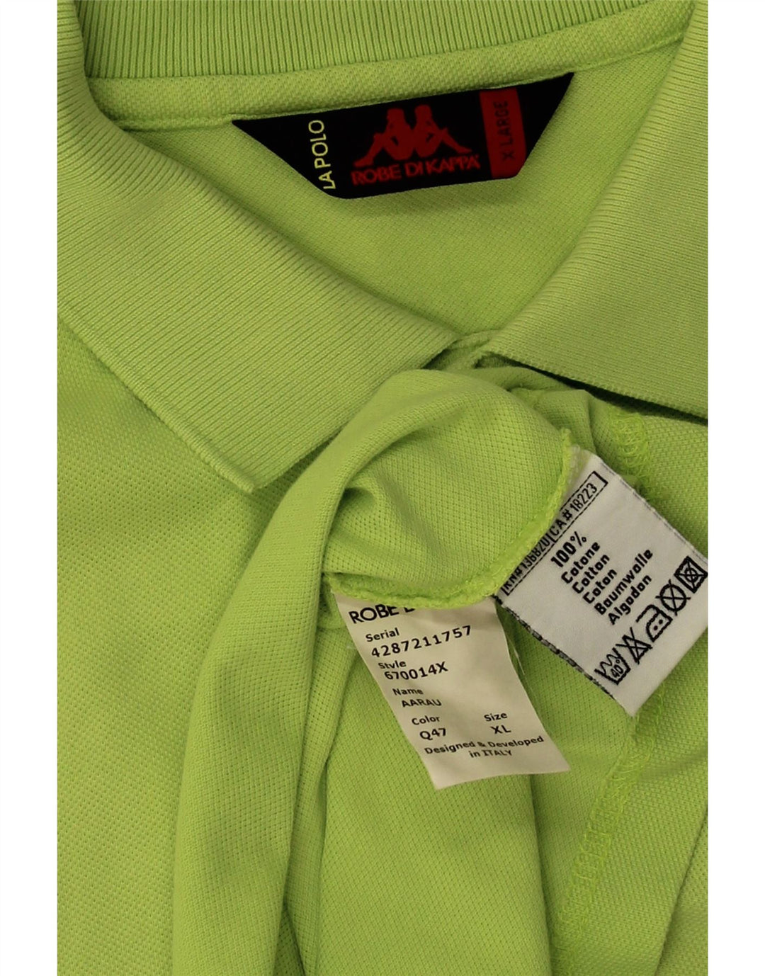 Kappa Mens Polo Shirt XL Green Cotton