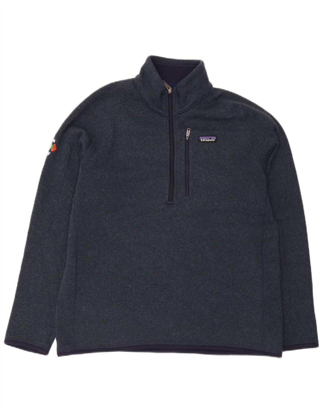 Patagonia Mens Zip Neck Sweatshirt Jumper Large Navy Blue Polyester