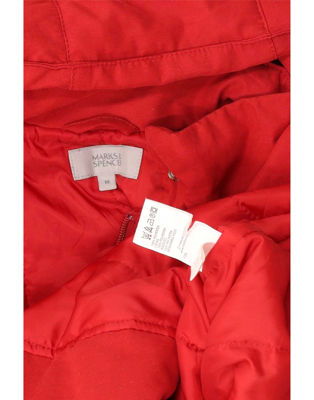 Marks & Spencer Womens Hooded Windbreaker Jacket UK 18 XL Red Polyester