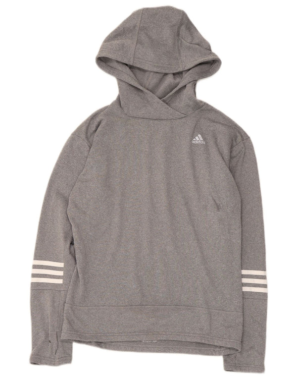 Adidas Womens Oversized Hoodie Jumper UK 4/6 XS Grey Polyester