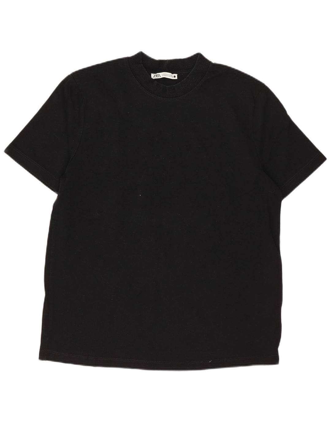 ZARA Womens T-Shirt Top UK 10 Small Black Cotton