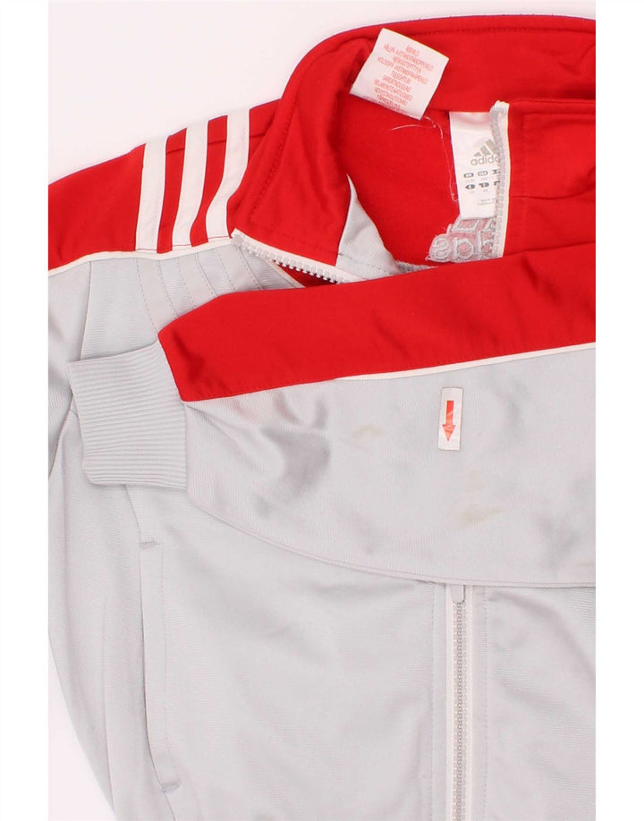Adidas Boys Graphic Tracksuit Top Jacket 5-6 Years Grey Colourblock