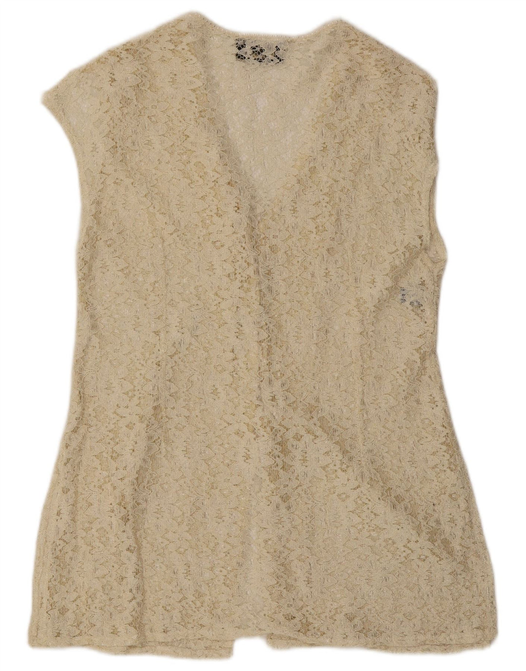 LA SIRENETTA Womens Sleeveless Shirt Blouse UK 14 Medium Off White Viscose