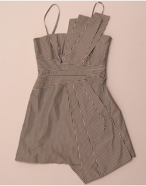 KAREN MILLEN Womens Asymmetric A-Line Dress UK 12 Medium  Black Striped