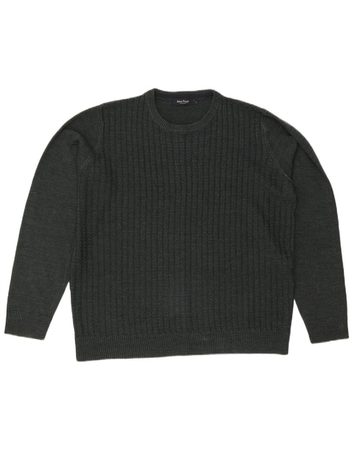 JAMES PRINGLE Mens Crew Neck Jumper Sweater Large Green Acrylic