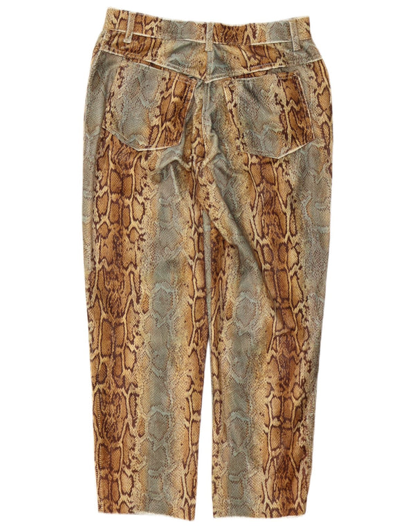 Carla Carini Womens Cropped Trousers UK 14 Large W32 L27 Brown Animal Print