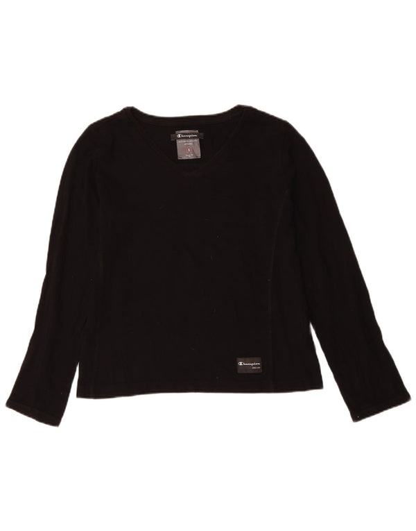 CHAMPION Womens Easy Fit Top Long Sleeve UK 10 Small Black Cotton