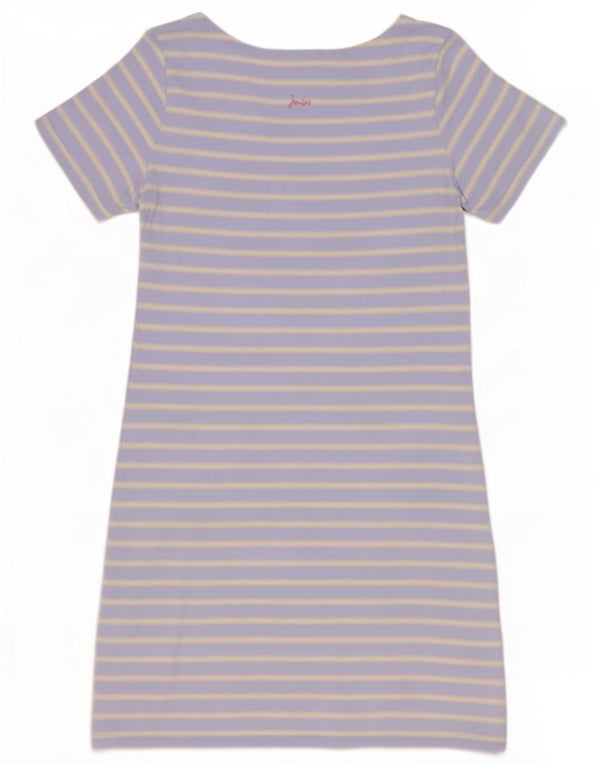 Joules Womens T-Shirt Dress UK 10 Small Blue Striped Cotton