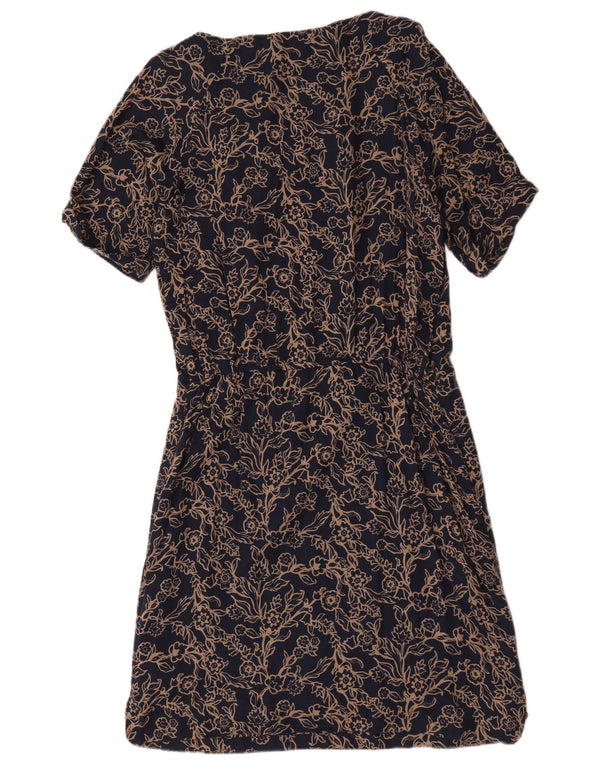 Crew Clothing Womens A-Line Dress UK 12 Medium Navy Blue Floral Cotton