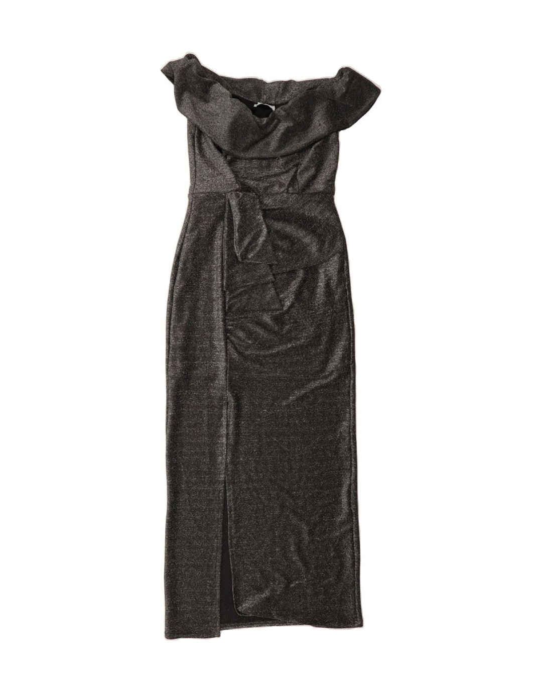 QUIZ Womens Off Shoulder Maxi Dress UK 12 Medium Silver Polyester Vintage Quiz and Second-Hand Quiz from Messina Hembry 