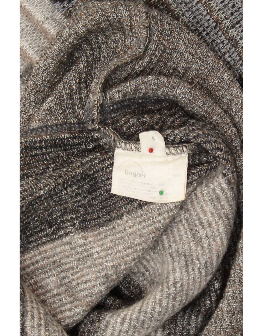 Bogner Mens Crew Neck Jumper Sweater Small Grey Geometric Acrylic