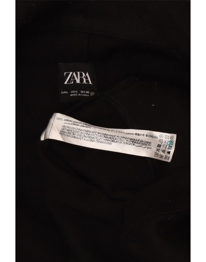 Zara Womens Open Overcoat UK 16 Large Black Polyester