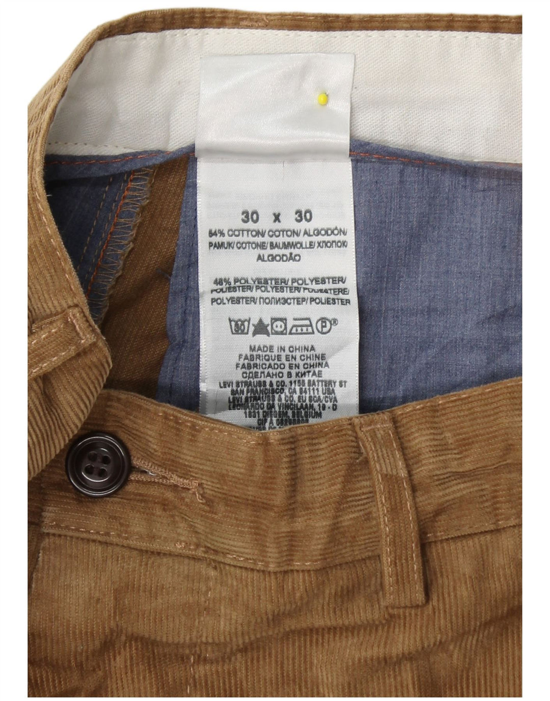 DOCKERS Mens Straight Corduroy Trousers W30 L30 Beige Cotton