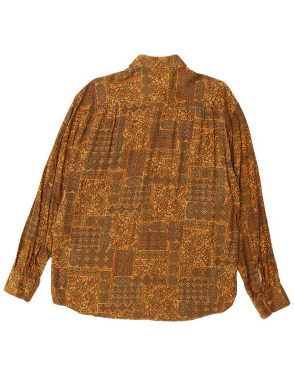 OLD FARWAY Mens Shirt Size 40 15 1/2 Medium Yellow Paisley Viscose