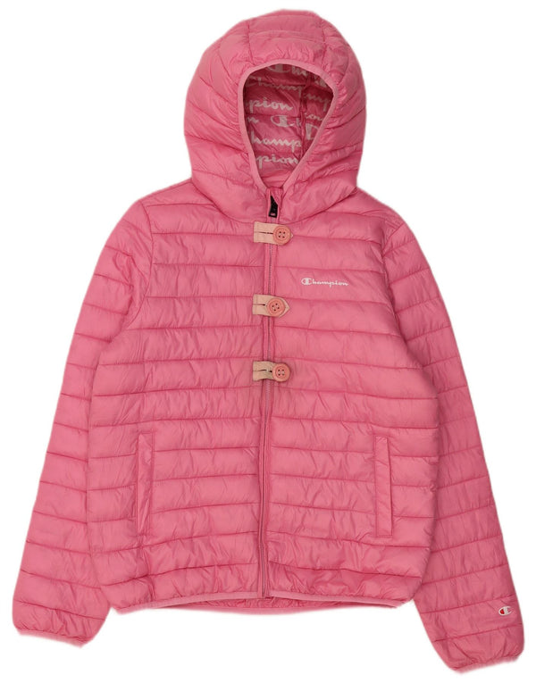 CHAMPION Girls Hooded Padded Jacket 15-16 Years 2XL Pink Polyester
