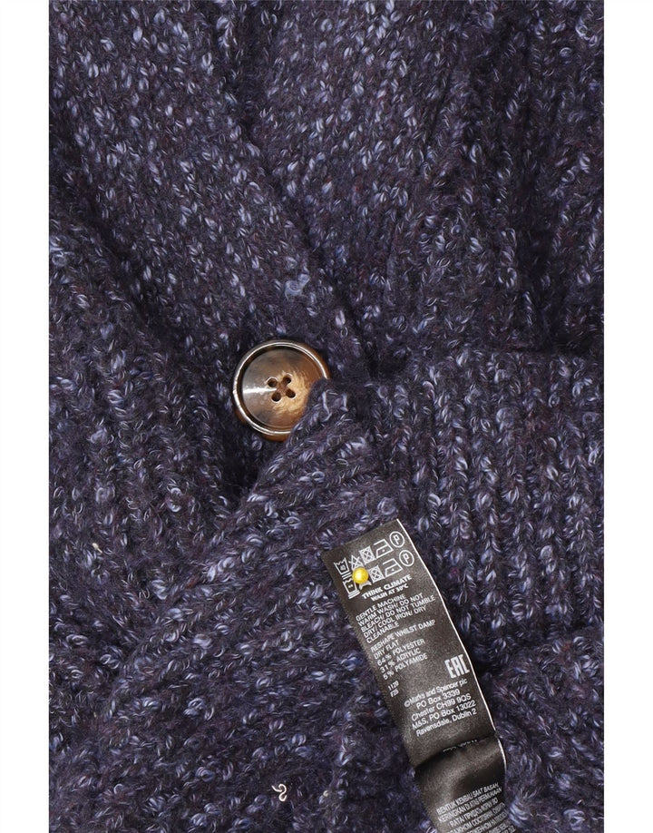 Marks & Spencer Womens Oversized Cardigan Sweater UK 14 Medium Blue Flecked