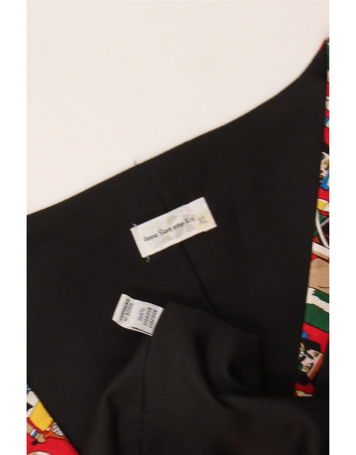 VINTAGE Mens Abstract Pattern Waistcoat XL Red Viscose