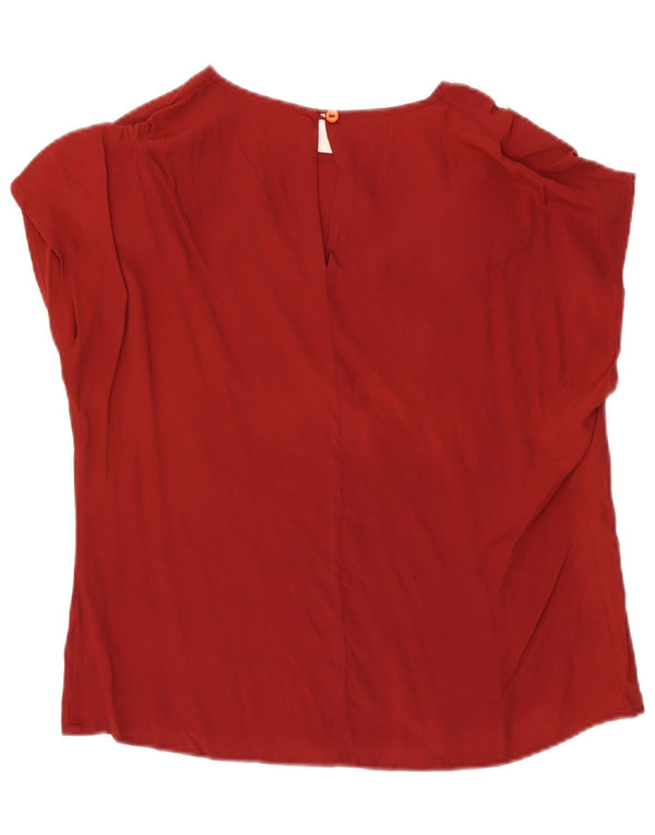 Vintage Womens Blouse Top IT 46 Large Red Silk