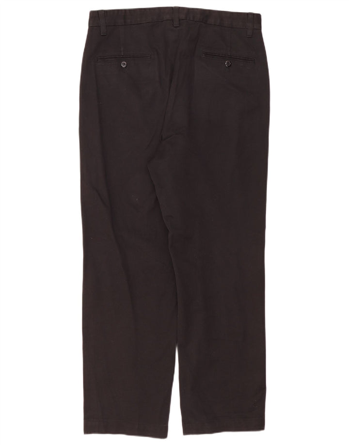 DKNY Mens Straight Chino Trousers W33 L28 Black Cotton