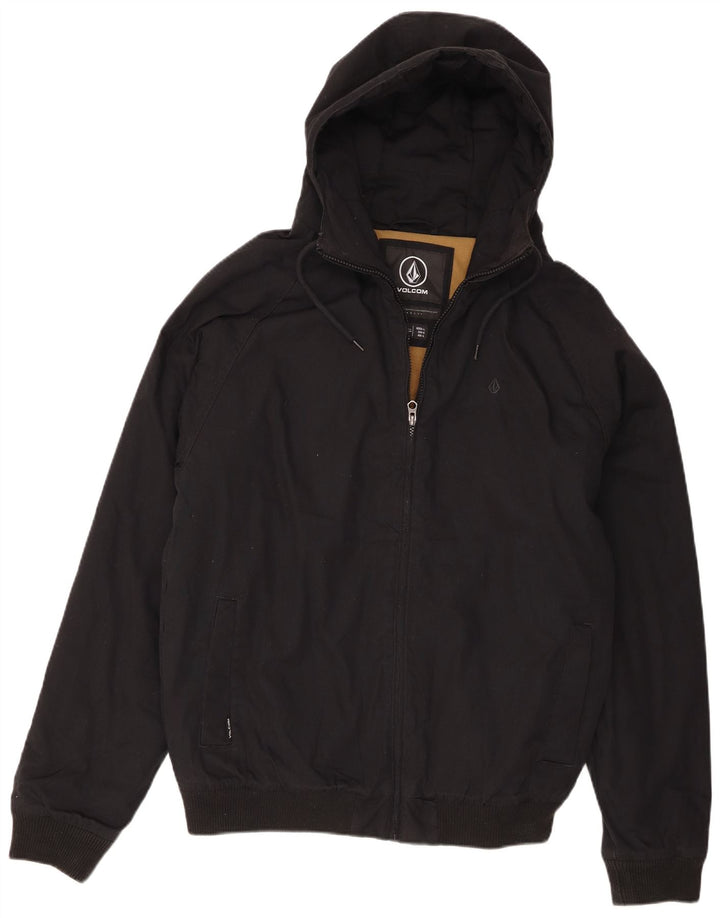 Volcom Mens Hooded Bomber Jacket UK 40 Large Black Polyester