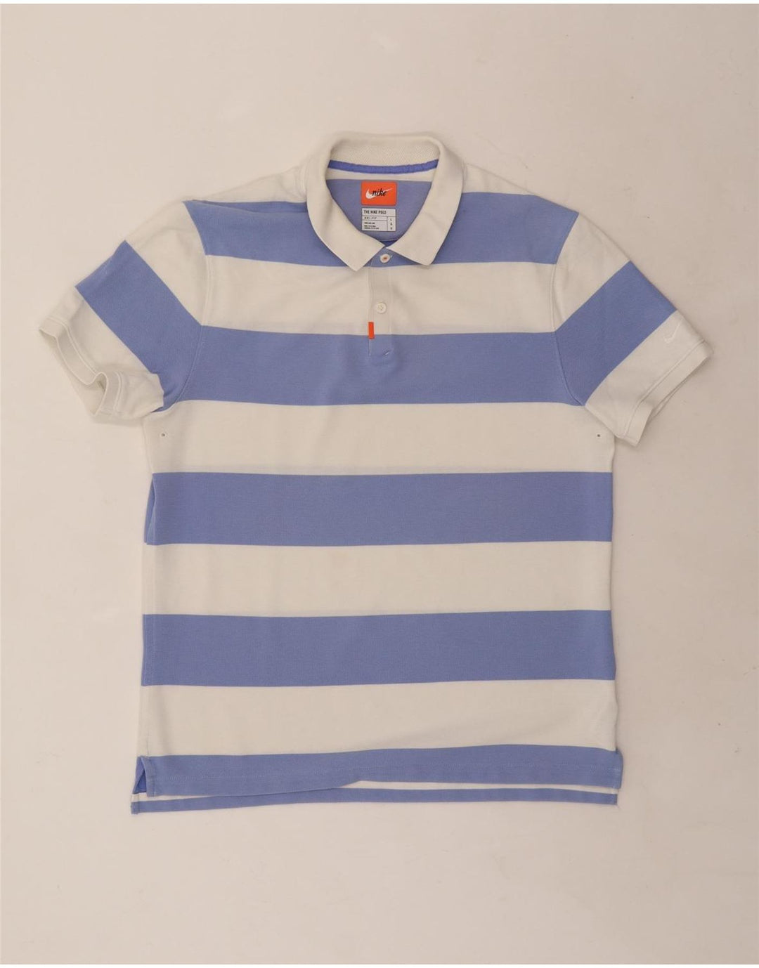 NIKE Mens Dri Fit Rugby Polo Shirt Large White Striped Cotton