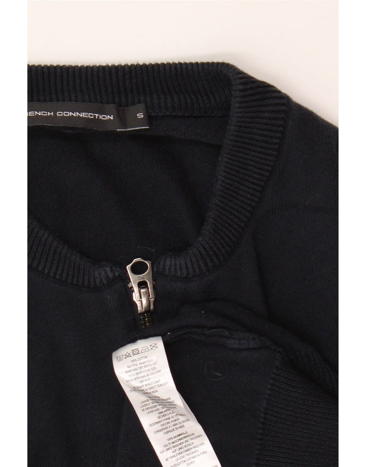 French Connection Mens Cardigan Sweater Small Navy Blue Cotton