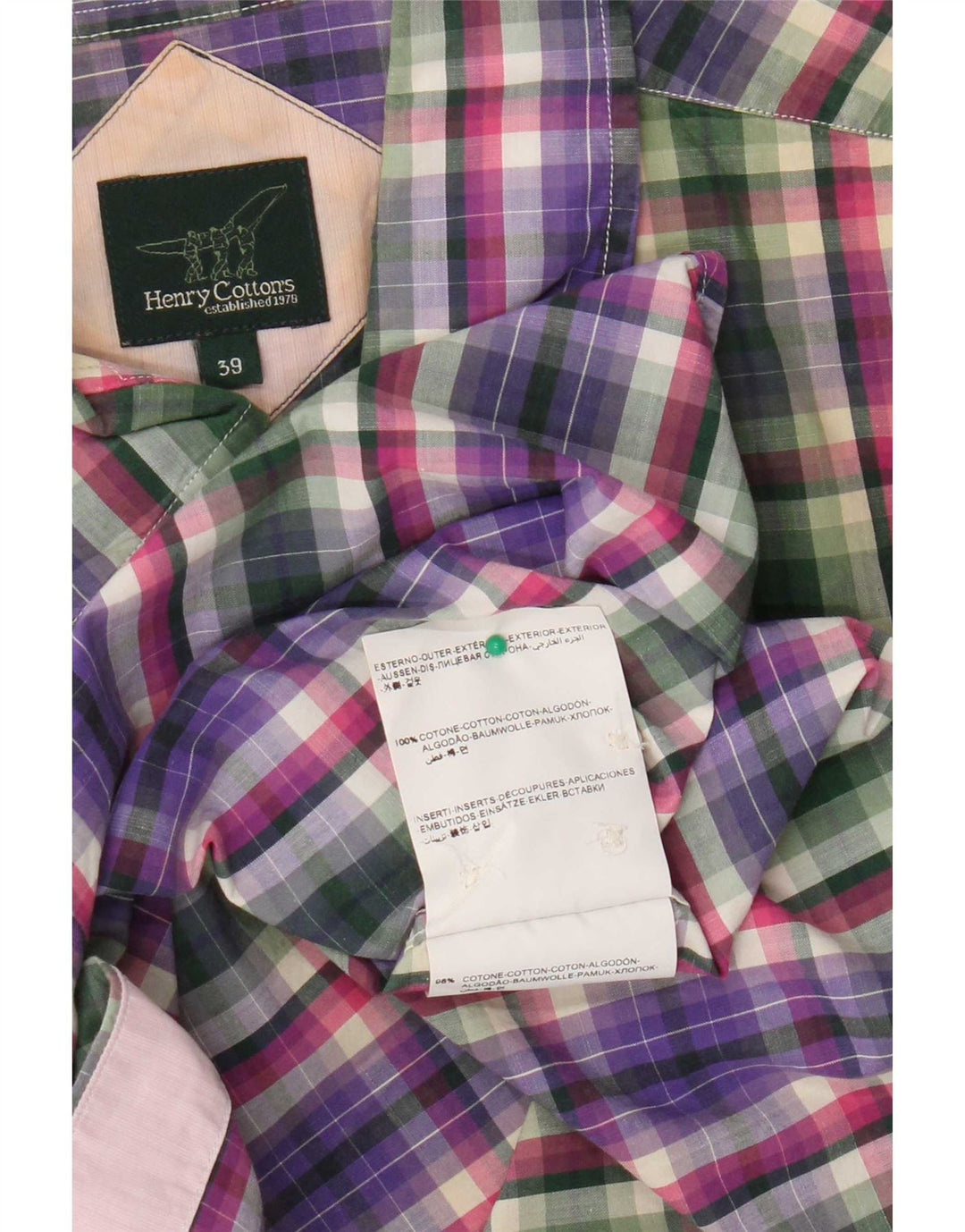 Henry Cottons Mens Shirt Size 39 Medium Multicoloured Check Cotton