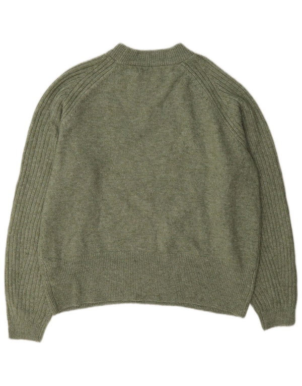 Marks & Spencer Womens Crew Neck Jumper Sweater UK 14 Medium Green