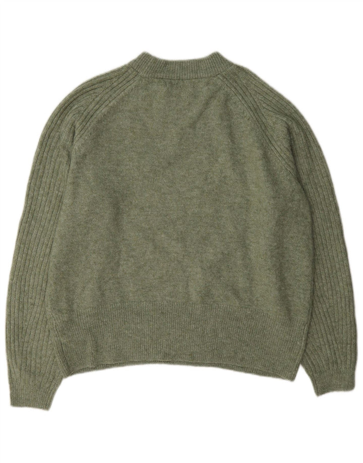 Marks & Spencer Womens Crew Neck Jumper Sweater UK 14 Medium Green