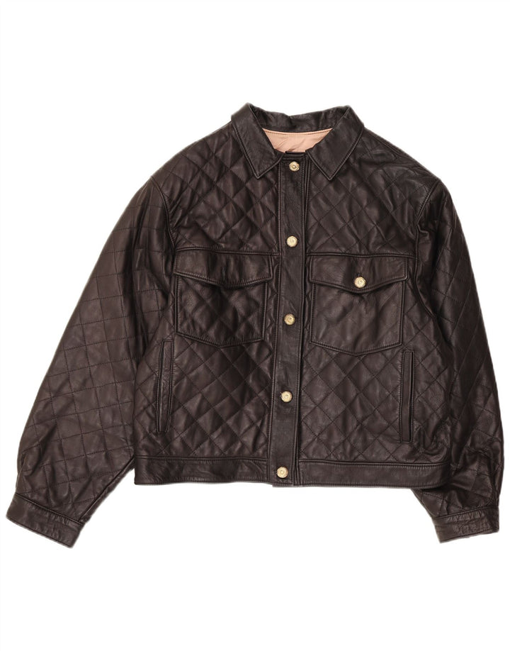 Vintage Womens Leather Jacket UK 14 Medium Black Leather