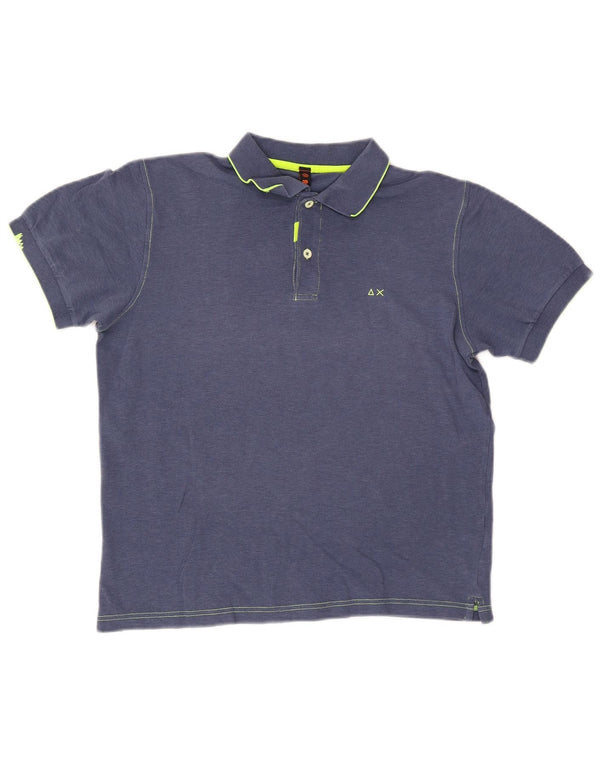 Sun68 Mens Polo Shirt Medium Navy Blue Cotton