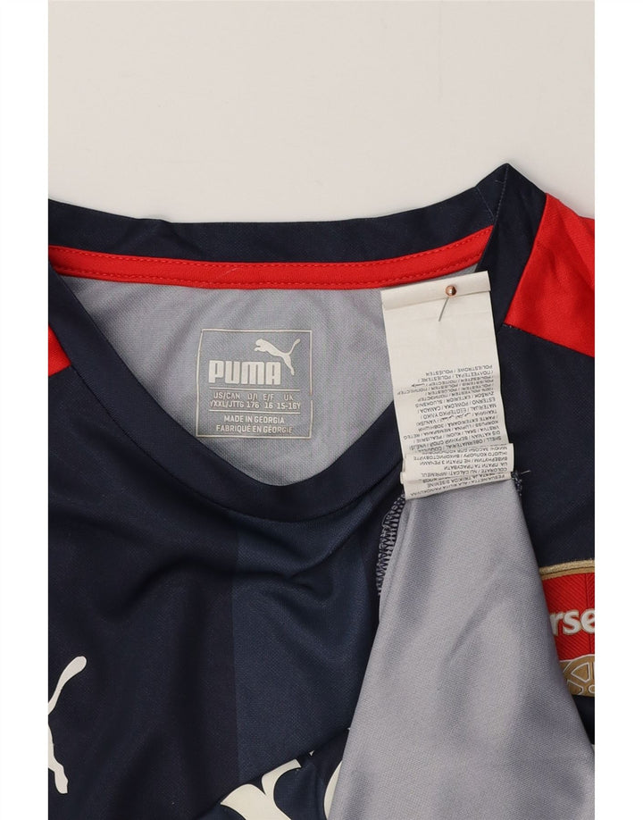 PUMA Boys Arsenal Graphic T-Shirt Top 15-16 Years Navy Blue Colourblock