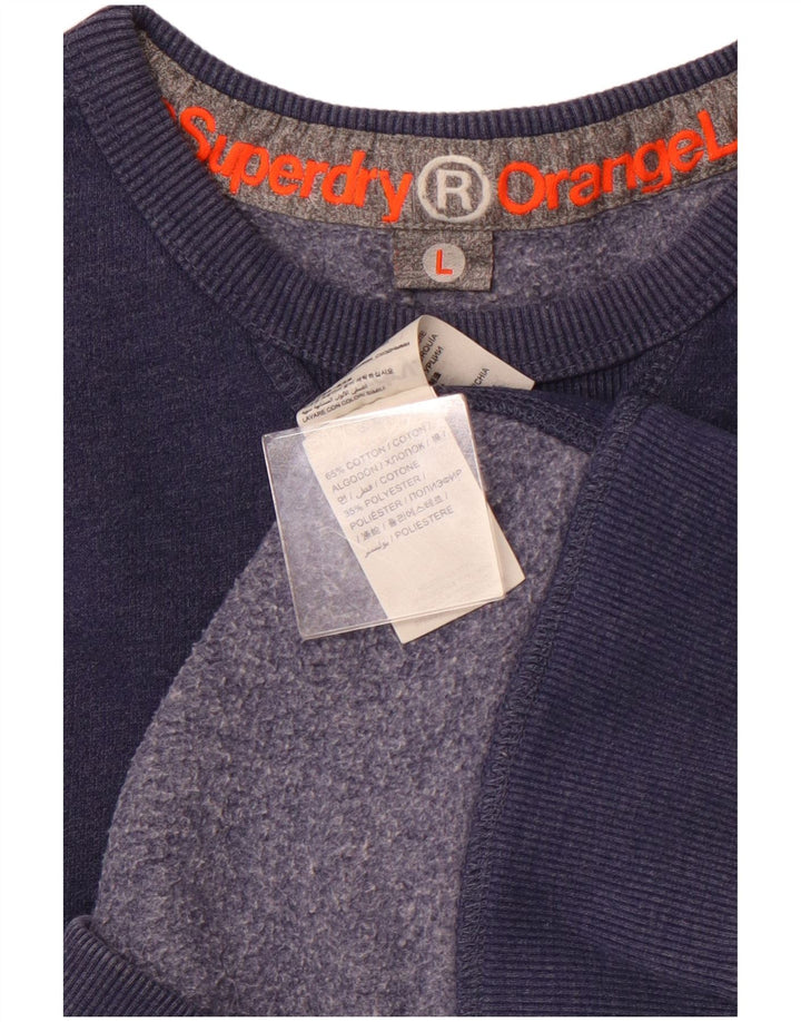 SUPERDRY Mens Sweatshirt Jumper Large Navy Blue Cotton