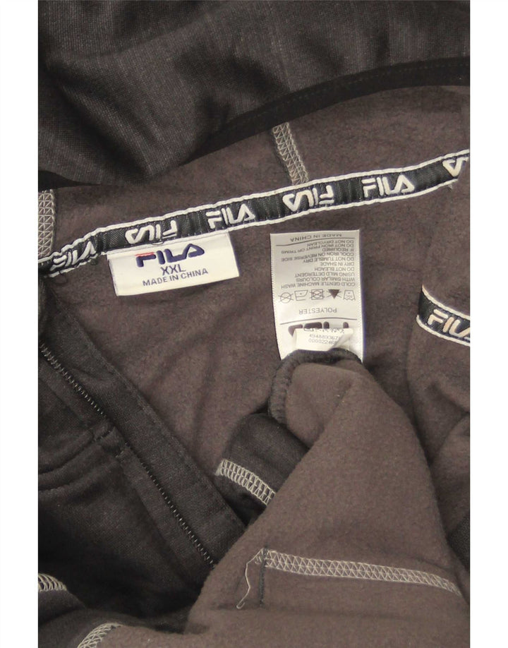 Fila Mens Graphic Zip Hoodie Sweater 2XL Black Polyester