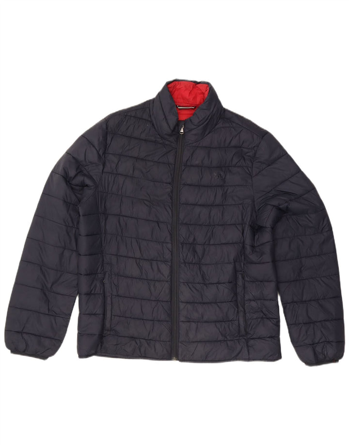 CREW CLOTHING Mens Padded Jacket UK 38 Medium Navy Blue Nylon
