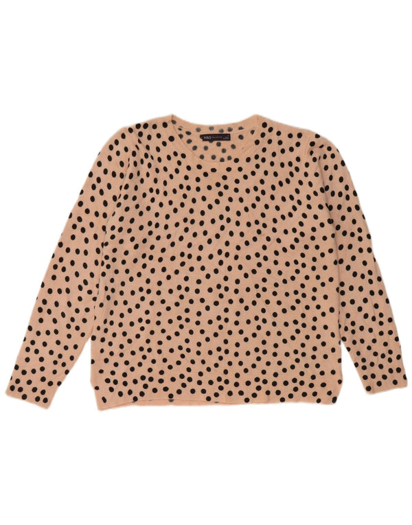 Marks & Spencer Womens Boat Neck Jumper Sweater UK 14 Large Pink Polka Dot