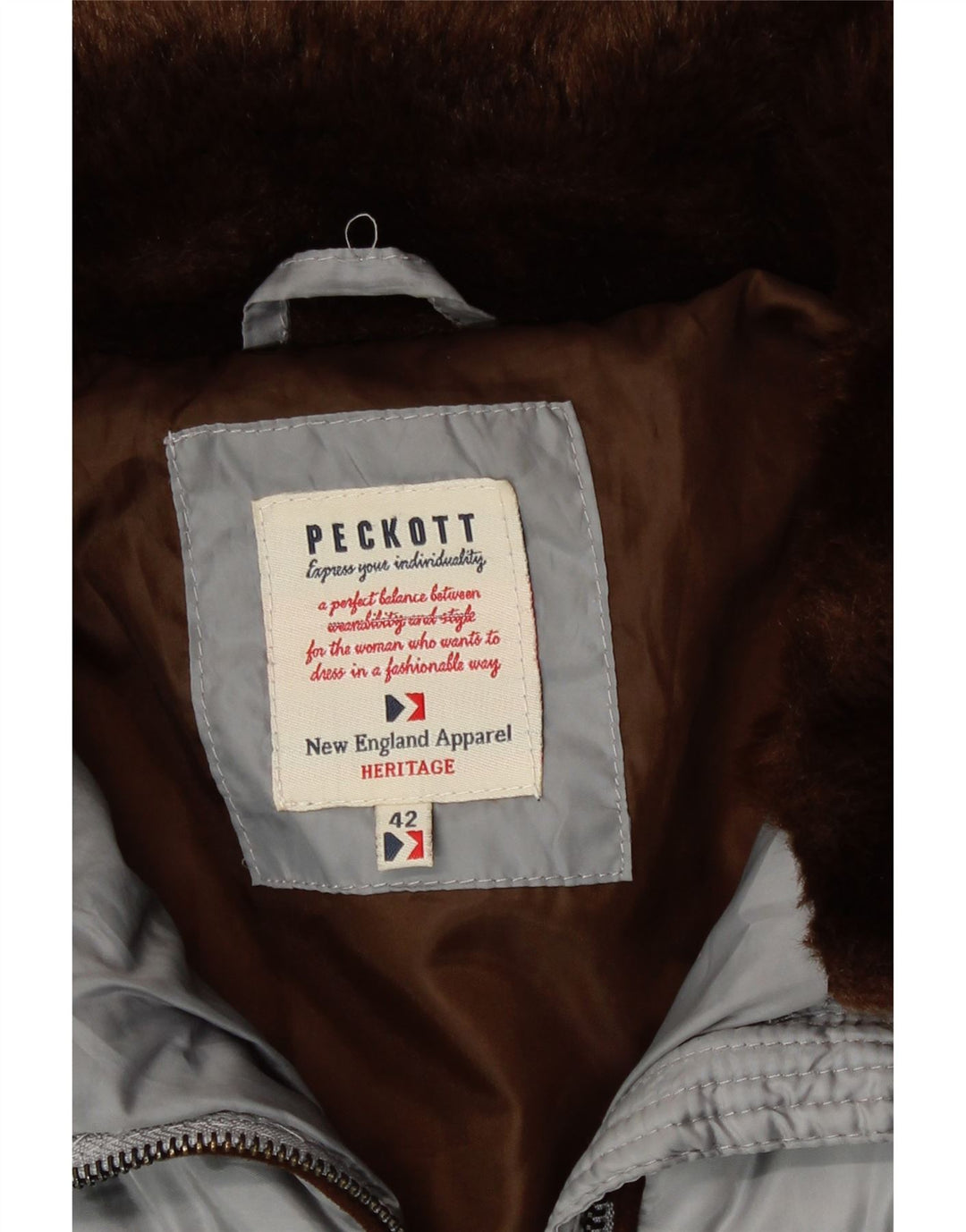 Peckott Womens Heritage Padded Jacket IT 42 Medium Grey Polyester