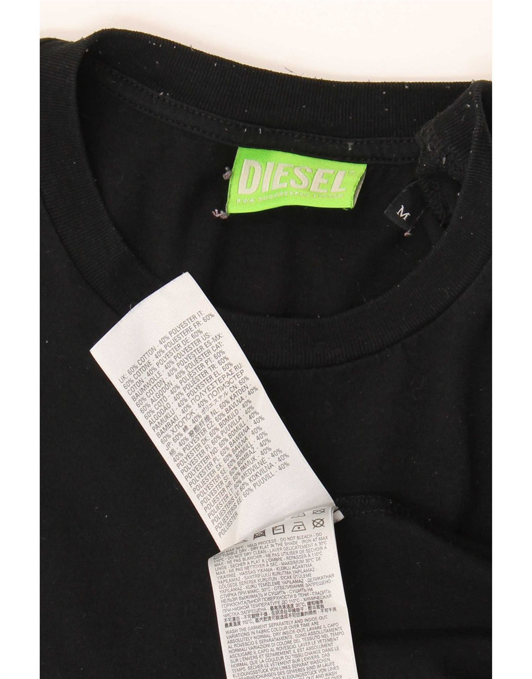 Diesel Mens Graphic T-Shirt Top Medium Black Cotton